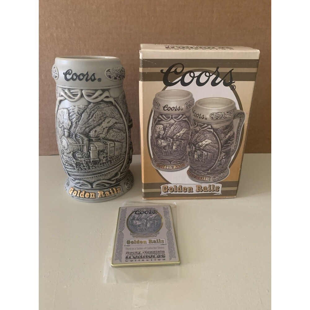 Coors Beer Stein Golden Rails Rocky Mountain Ironhorse Collection w Box COA